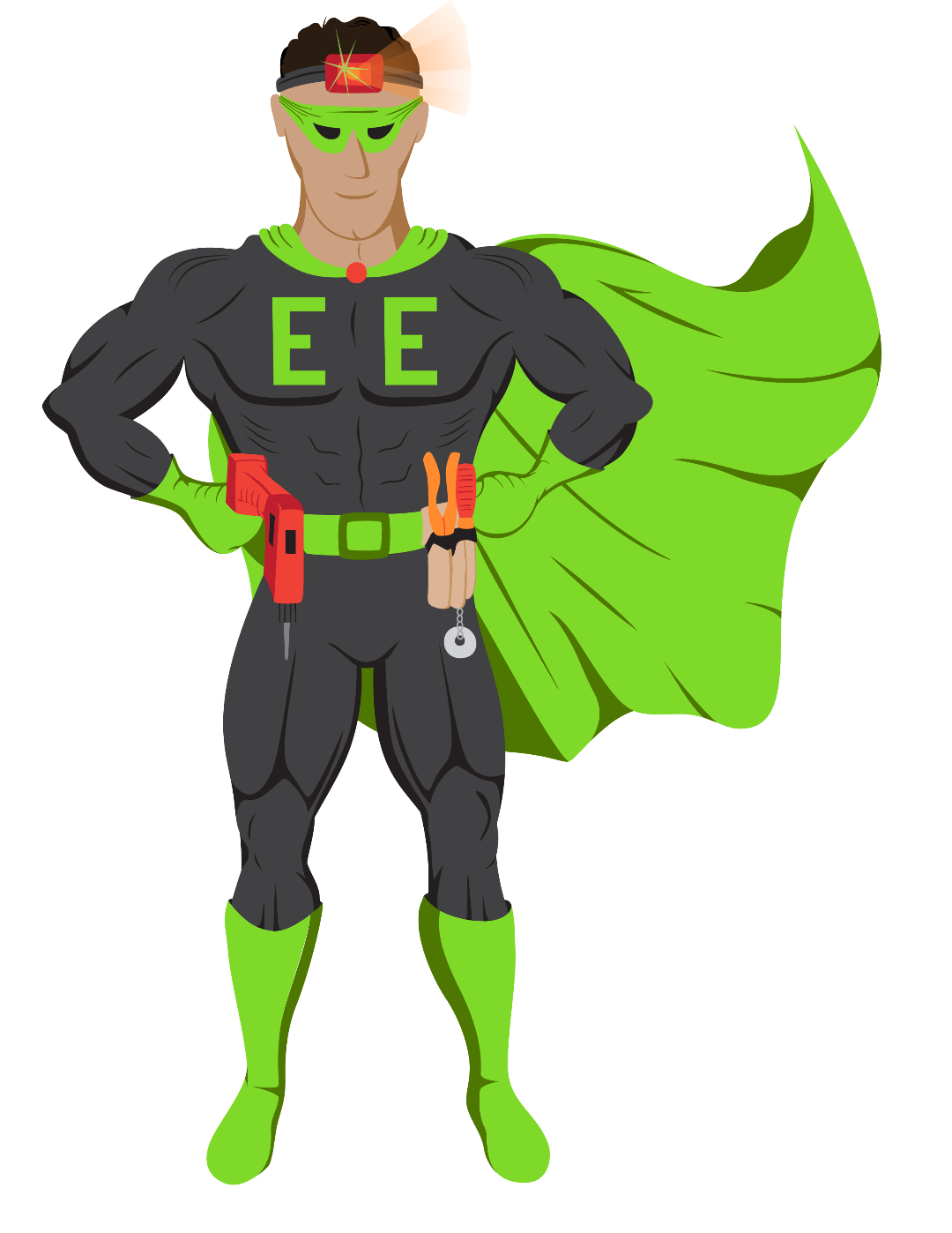 Illustration of super hero with cape